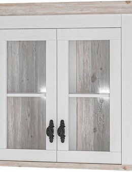 Home affaire Hängeschrank Florenz, Glashängeschrank in Pinie Weiß, Wandschrank mit verschnörkeltem Metallgriff, im Landhausstil