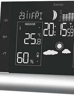 Hama Funkuhr Black Line Plus Wetterstation (inkl. Funk-Außensensor)
