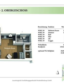 2 Zimmer 2. OG Neubau-Eigentumswohnung 2.39 - Lauenburg (Elbe)