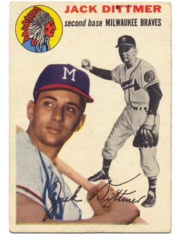 1954 Topps Baseball # 53 JACK DITTMER Milwaukee Braves !Ex/Ex! - Ochsenfurt