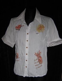 NEU * Strass * Kristalle * Blumen * Blüten * Früchte * Tutti - Frutti * Print * Stickerei * Crinkel * Knitter * Bluse "BIBA by ESCADA" Gr. 42- 44/ M- L, 3 * weiß * bunt * - Riedlingen
