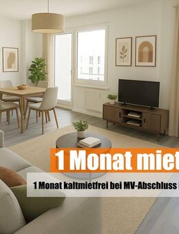 Völlig neu durch Umplanung mit 30 m² Wohnzimmer, Einbauküche + Südbalkon! einen Monat kaltmietfrei bei MV-Abschluss bis zum 31.10.25 - Chemnitz