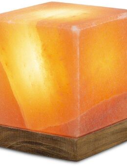 HIMALAYA SALT DREAMS Salzkristall-Tischlampe Kubus, Leuchtmittel wechselbar, Warmweiß, Handgefertigt aus Salzkristall - jeder Stein ein Unikat, H: ca.12 cm