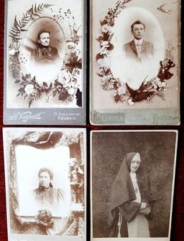 4 alte, französische Portrait Aufnahmen auf Pappe aus Frankreich - Niederfischbach
