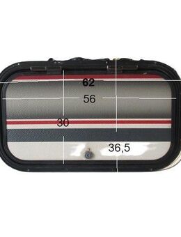 Bürstner Staufachklappe ohne Schlüssel ca 62 x 36,5 bzw 56 x 30 gebr. mit Rahmen (von Bürstner-Mobil F290 Ducato mit Aufbau) gebraucht (Stauraumklappe, Serviceklappe) - Schotten Zentrum