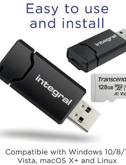 USB 3.1 Typ A, Speicherkartenleser integral MicroSD Laufwerk, Transcend MicroSDXC 128GB, mit einer Datenübertragung von bis zu 90MB/s - Fürth