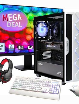 GAMEMAX MegaDeal Gaming-PC-Set Diamond WT PC-Komplettsystem (27", Core i7 14700F, GeForce RTX 4070, 32 GB RAM, 1000 GB SSD, Windows 11 + MSI PRO MP273A Monitor, 69cm (27)