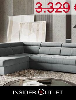 Ecksofa 270x213cm Samt Silber Grau Schlaffunktion PUR-Schaum - Köln