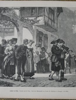 Alte Grafik : Hochzeit im Elsass . , B. Schlesinger in Stuttgart , Blatt von 1878 , Blatt 38cm x 27cm , M33 - Görlitz