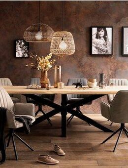 Home affaire Esstisch Tristan, Massivholz Wildeiche mit echter Baumkante