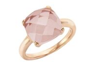 Jamelli Fingerring Silber 925 rosé-vergoldet mit echtem Rosenquarz 12mm