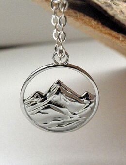 ☝️☝️☝️ Halskette + Anhänger Berg, Alpen, Edelstahl Silber, NEU ⭐⭐⭐⭐⭐ - Gersthofen