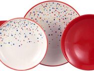CreaTable Teller-Set Joy, Tellerset 12-tlg. (12-tlg), 4 Personen, Steinzeug, Unregelmäßige bunte Punkte, Gute Laune Geschirr, Frisch, Freundlich