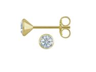 1 Paar Kelch-Ohrstecker, echt Blautopas 4 mm, echt Gelbgold 333/, 8k,