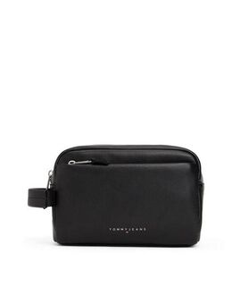 Tommy Jeans Kulturbeutel TJM LINEAR LEATHER WASHBAG, Reise, Unisex Minibag mit Logoschriftzug