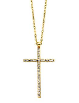 Julie Julsen Kette mit Anhänger 925/- Sterling Silber vergoldet mit Anhänger Kreuz