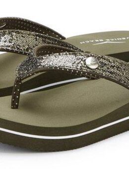 Venice Beach Sandale, Pantolette Badezehentrenner Zehentrenner, Badeschuh ultraleicht mit Glitzerband VEGAN