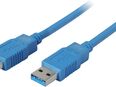 USB 3.0 Typ A, Datenleitung, Stecker, Stecker, 50cm lang, doppelt geschirmt, Knickschutz, blau in 90763