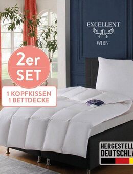 Excellent Daunenbettdecke + 3-Kammer-Kopfkissen Wien, Füllung: Bettdecke: 90% Daunen, 10% Federn, Bezug: 100% Baumwolle, Bettdecke 135x200 in weitere Größen in 4 Wärmeklassen