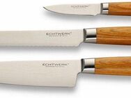 ECHTWERK Messer-Set Damaszener (Set, 3-tlg), Küchenmesser-Set mit Holzgriffen in natürlicher Optik