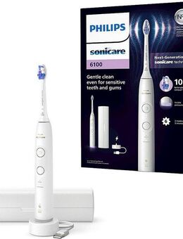 Philips Sonicare Elektrische Zahnbürste Series 6100, Aufsteckbürsten: 1 St., mit Andruckkontrolle, 2 Putzeinstellungen und 3 Intensitätsstufen