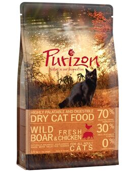 Übergangsset! Purizon- getreidefrei für Kitten und erwachsene Katzen - 2,5 kg Kitten Huhn & Fisch + 2,5 kg Adult Wildschwein & Huhn