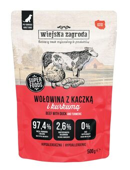 Sparpaket Wiejska Zagroda Dog Pouches 2 x 500 g - Rindfleisch mit Ente