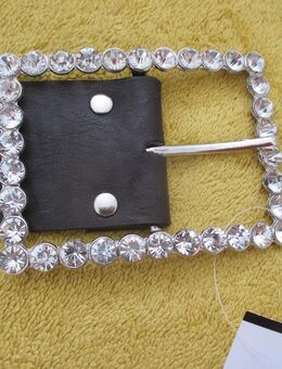 NEU mit ETIKETT * Swarovski * Glitzer- Kristalle * Schmuck * Schnalle * Leder- Imitat * Taillien * Gürtel * silber * schokoladen- braun * - Riedlingen