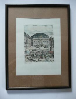 Original Radierung- Bonn Markt W.Peters, - Angelbachtal