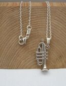☝️☝️☝️ Halskette, 925 Silber plat. + Anhänger Trompete, Musik, NEU ⭐⭐⭐⭐⭐ in 86368