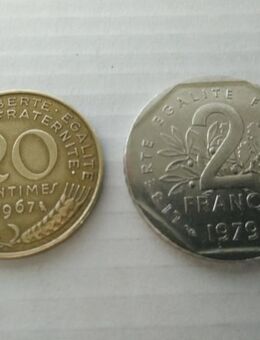 Alte französche Münzen: 2 Franc, 20 centimes (incl. Versand) - Rees