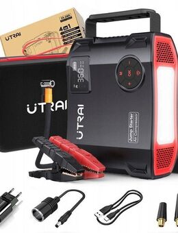 Utrai Auto-Reifenfüller, 2000 A Spitzenleistung 24000 mAh Tragbares Starthilfekabel (bis zu 8 l Gas oder 6,5 l Dieselmotor), Handy-Ladegerät mit Dual-Digitalanzeige, LED-Taschenlampe Modell 2024 - Wuppertal