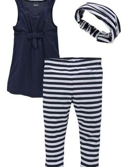 KIDSWORLD Kleid, Leggings & Haarband 3tlg. Set: Kleid, Capri und Haarband geringelt (Set, 3-tlg) Capri und Haarband maritim geringelt