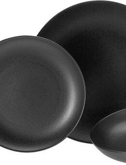 CreaTable Tafelservice Magic Black Coupe (12-tlg), 4 Personen, Steinzeug, matte Spezialglasur mit glänzenden Sprenkeln