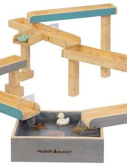 MUDDY BUDDY® Wasserbahn Aqua Traveller, (flexible Wasserbahn), inkl. Auffangbecken, natur, wolkengrau - petrol, FSC® - schützt Wald