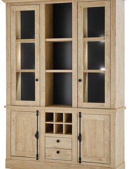 Home affaire Vitrine Cornwall, Hochschrank im Landhausstil, Glasvitrine, Eiche Dekor (1-St) Metallgriffe, 147 cm breit, viel Stauraum, in zwei Größen verfügbar