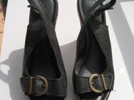 Sling Pumps, Peep Toe Leder schwarz 38 - Moosinning