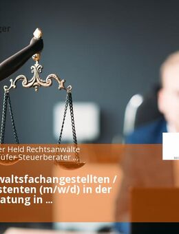 Rechtsanwaltsfachangestellten / Teamassistenten (m/w/d) in der Rechtsberatung in Vollzeit/Teilzeit ab 25 Stunden in Stuttgart - Stuttgart