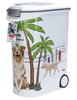 Curver Trockenfutterbehälter Hund - Palmen-Design: bis 20 kg Trockenfutter (54 Liter)