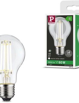 Paulmann LED-Leuchtmittel Eco-Line Filament 230V LED Birne E27 806lm 4,3W 4000K dimmbar Klar, E27, 1 St., Neutralweiß