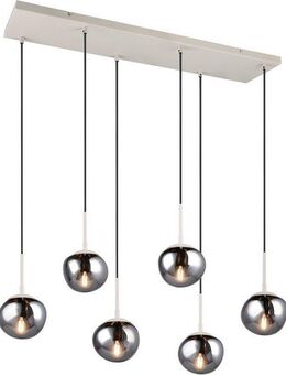 s.Oliver Pendelleuchte ANJELLA, Hängelampe beige exkl. E14, warm grey (beige) + smoke Glas, Leuchtmittel wechselbar, warmweiß - kaltweiß, mit mundgeblasenen Glasschirmen in rauchgrau, max 10W