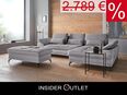 Ecksofa & Hocker 301x176cm Grau Federkern Sitztiefenverstellung in 50827