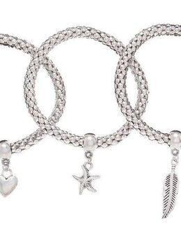 LASCANA Armband Set, elastisch, Armbänder mit Anhänger, Herz, Stern, Feder, Armketten Set