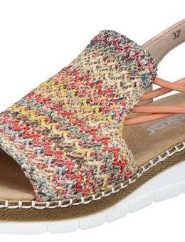 Rieker Sandale, Sommerschuh, Sandalette, Keilabsatz, in modischer Flechtoptik