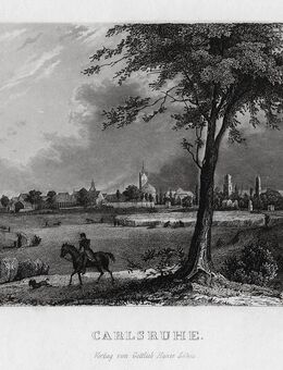 KARLSRUHE - Gesamtansicht.. Echter Stahlstich, Emden um 1850 - Bautzen Zentrum