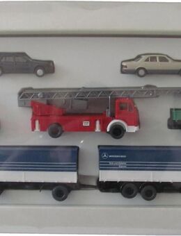 Wiking - Mercedes Benz - 6er Set - 250 T, 500 SE, Kleinbus, Feuerwehr, Unimog & Hängerzug - Modell 1 - Doberschütz