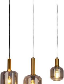näve Pendelleuchte Fumo, ohne Leuchtmittel, aus Metall in Schwarz/Gold und Rauchglas, Länge ca. 83 cm, Höhe 150 cm