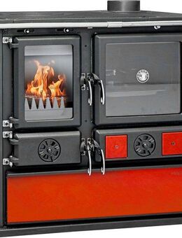Festbrennstoffherd Heathus Küchenofen »Cook Premium« Bordeaux, 8,8 kW, Zeitbrand, Ofenherd zum Heizen, Kochen & Backen