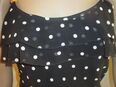 Abendkleidung NEU* 50er Jahre * Rockabilly * Polka- Dots * Punkte * Seiden- Chiffon * Volant * Spaghetti- Träger- Kleid ''VERA MONT'' Gr. 36/ S * schwarz- weiß * in 88499