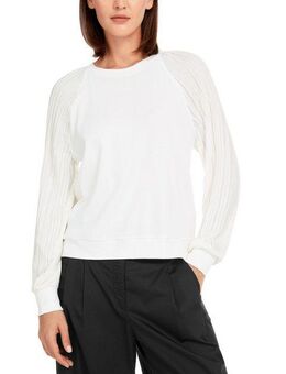 Marc Cain Langarmbluse "Gym & Go!" Premium Damenmode Uni Bluse mit Plissee-Ärmel
